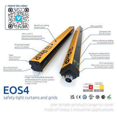 1310660 REER ACCESS CONTROL SAFETY LIGHT GRID W/ AR/MR, EDM, XL RANGE, CAT 4, 680MM LENGTH (EOS4 2B XH)